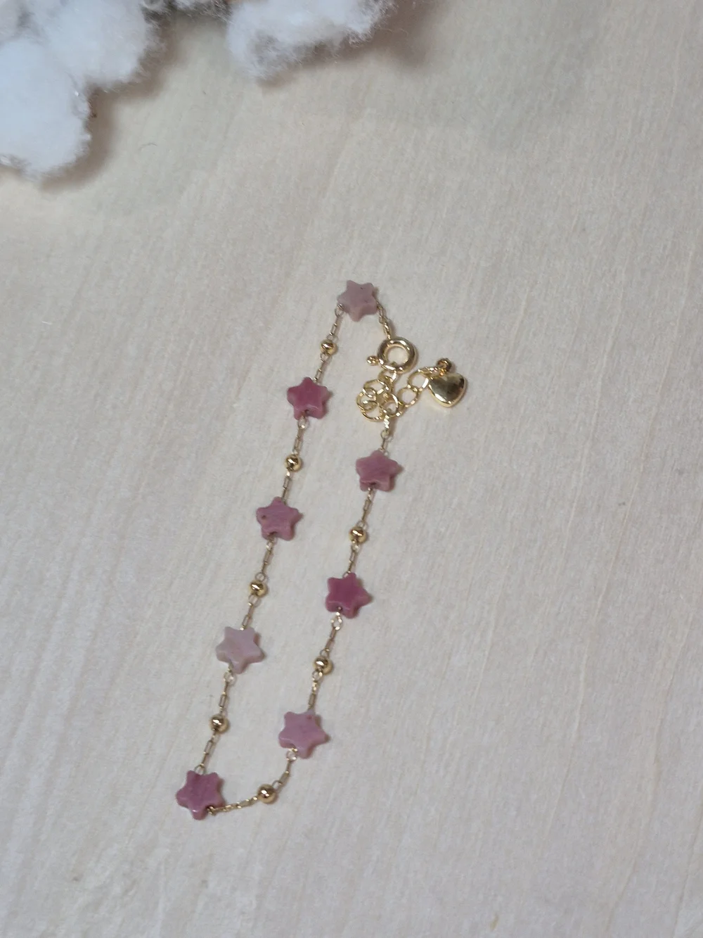 🩷⭐️NEW🩷⭐️ PRETTY!! RHODOCROSITE Micro Paper Clip Natural Stone Star Bracelet